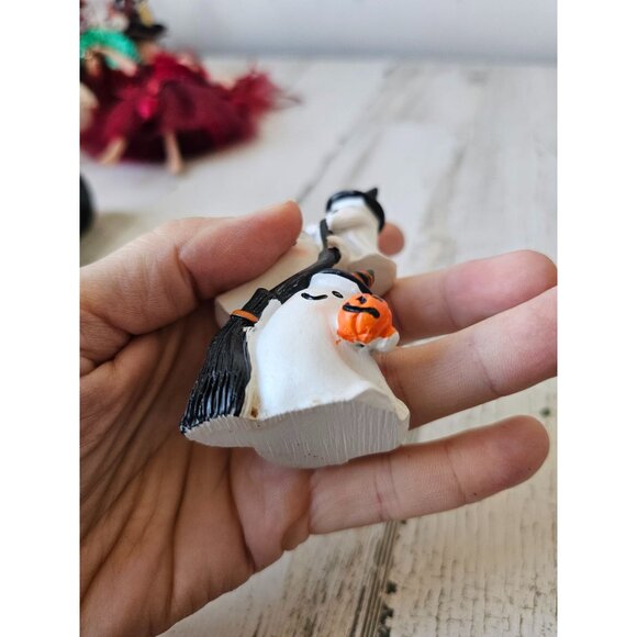 Ghost Witch figurine village Halloween decor broom pumpkins totem unique mini - Picture 8 of 8